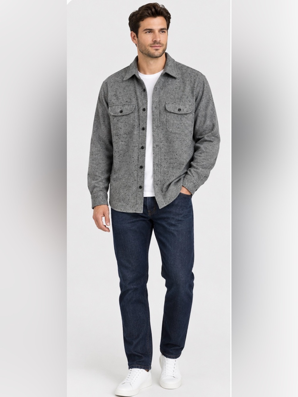 NWT J.Crew Donegal Flecked Wool Blend Workshirt Shacket Gray Large L $125